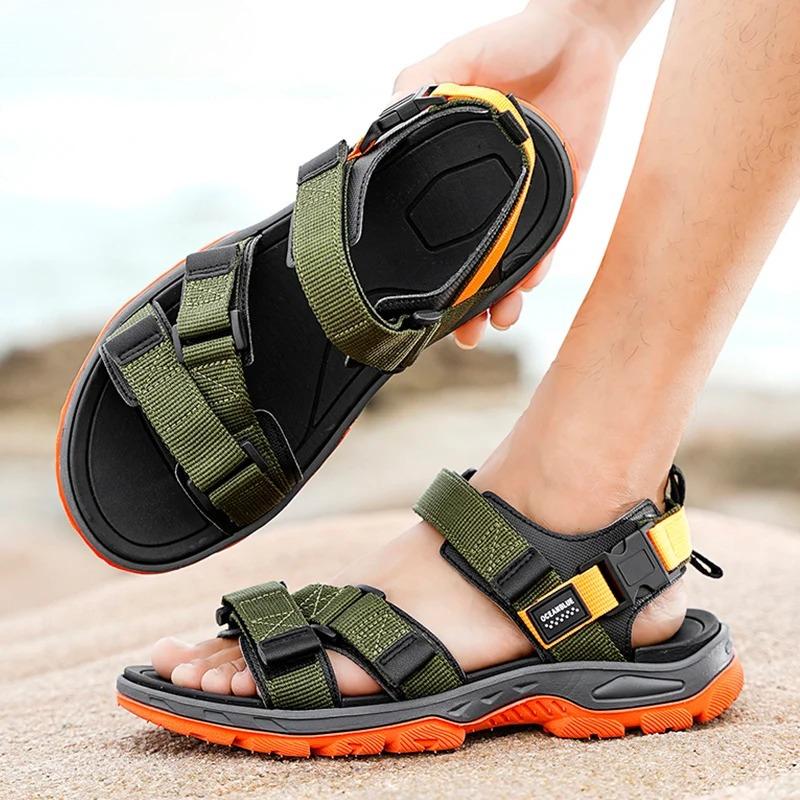Summer Men's Sandals Trendy Casual Outdoor Sport Shoes for Holidays Beach Breathable Wear-Resistant Hiking & Walking Sandals