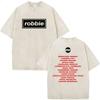 Vintage Washed Robbie Williams BRITPOP Tour 2026 Double Sided T Shirt Men's Women Clothing Fashion High Quality Cotton T-shirts