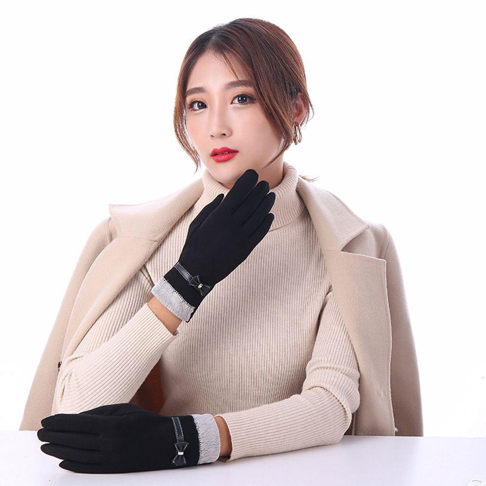 Warm Driving Outdoor Plush Fashion Accessories Full Finger Gloves Bow Mittens TouchScreen Gloves