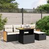 Vidaxl 6-Cz. Garden Furniture Set With Cushions, Black Poly Rattan
