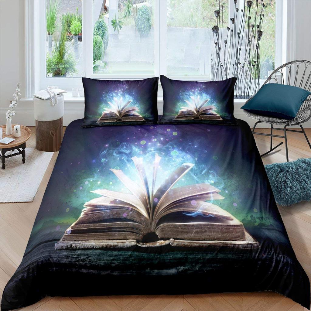 Books Lovers Gift Duvet Cover Set Full Size,Readers And Literary Lover Bedding Sets,Vintage Librarians Bookshelf Comforter Cover