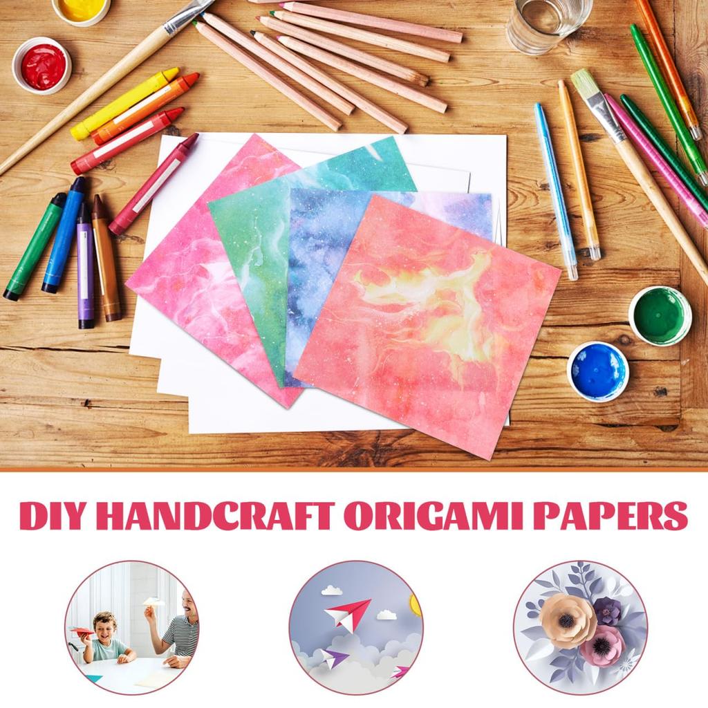 Ciieeo Origami Paper Set of 400 Watercolor Design Craft Paper Starry Sky Origami Handicraft Japanese Small Sheets, 9.5cm, Double-Sided, Pattern,