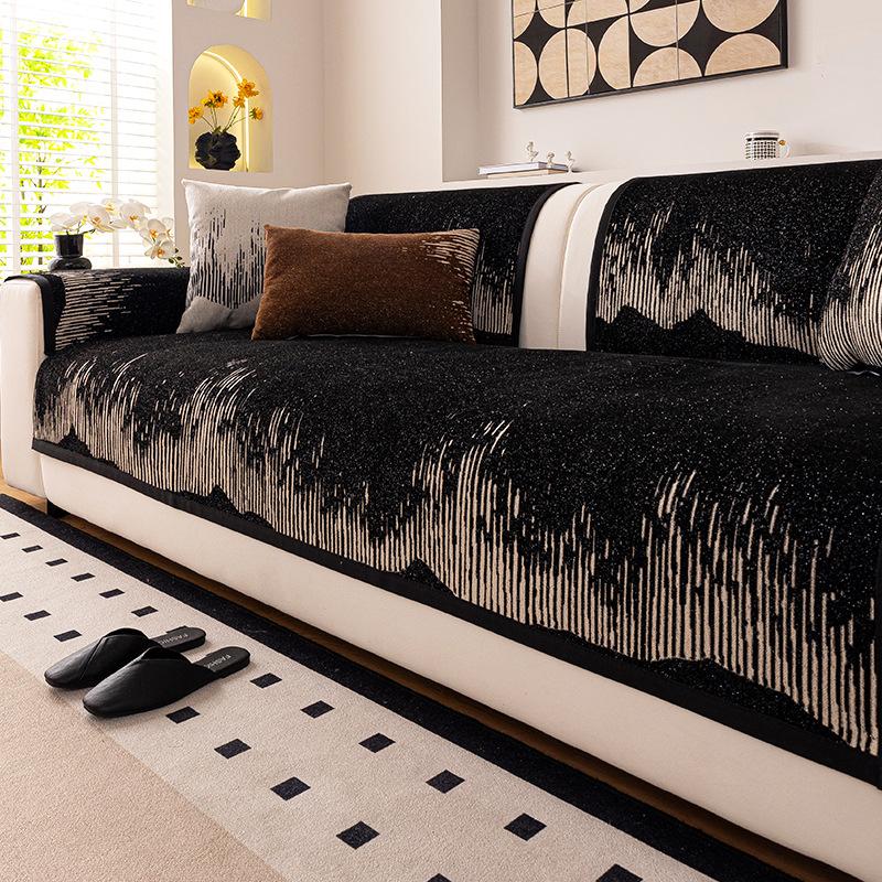 Light luxury, high-end sense, simple modern chenille sofa cushion, universal in all seasons, leather fixed non-slip sofa cover