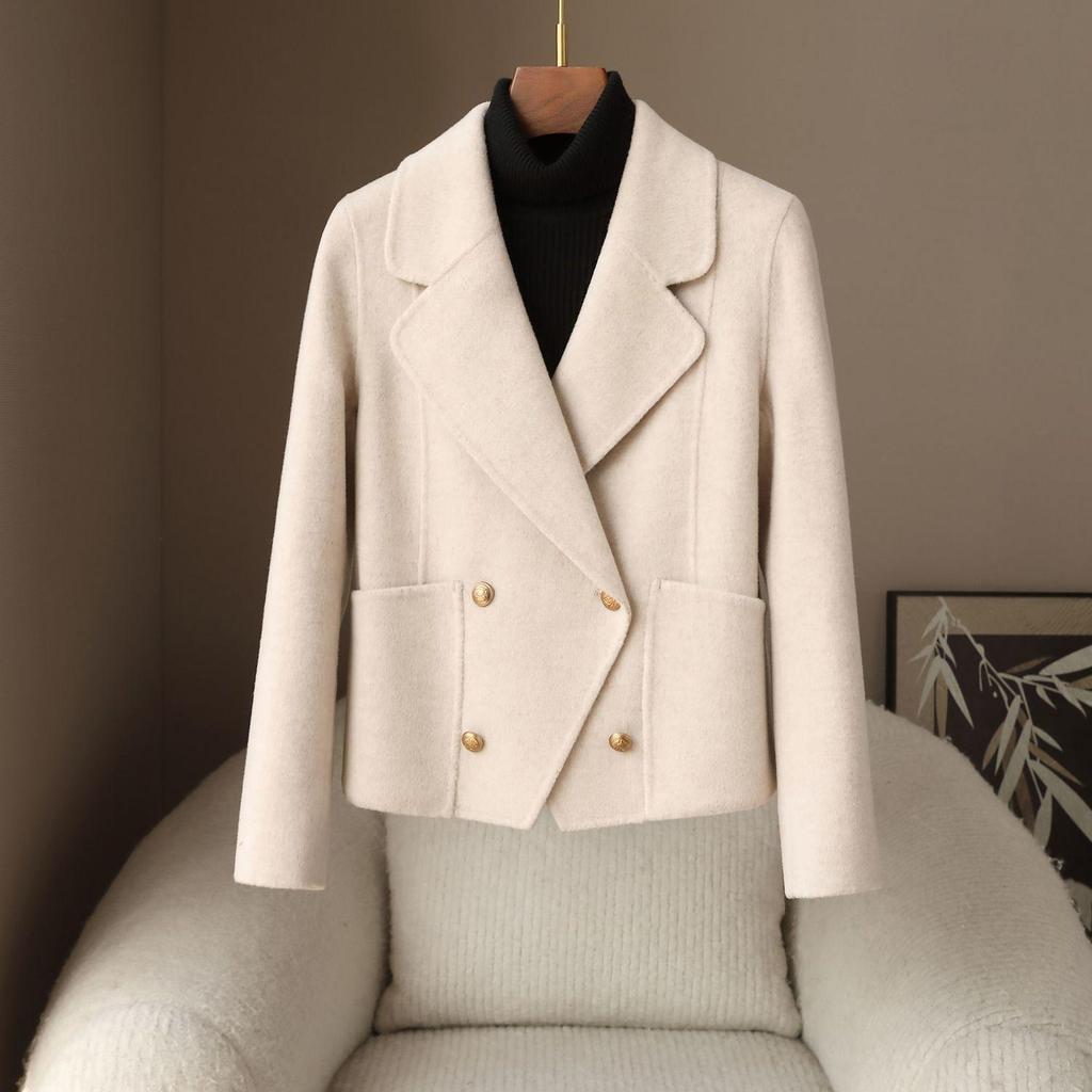 Petite Spring 2026 Lapel Double-Faced Wool Coat in New Style for Women