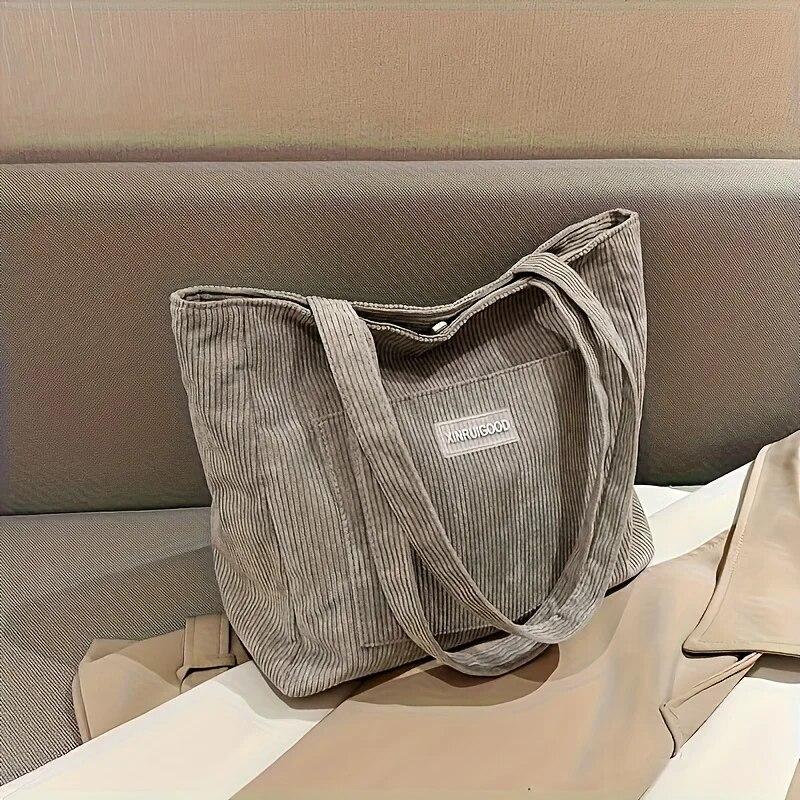 Large capacity tote bag women's new fashion corduroy shoulder bag Mori underarm bag handbag