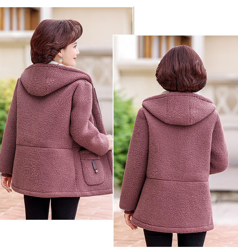 Plus Size Fleece-Lined Winter Coat for Middle-Aged & Elderly Women