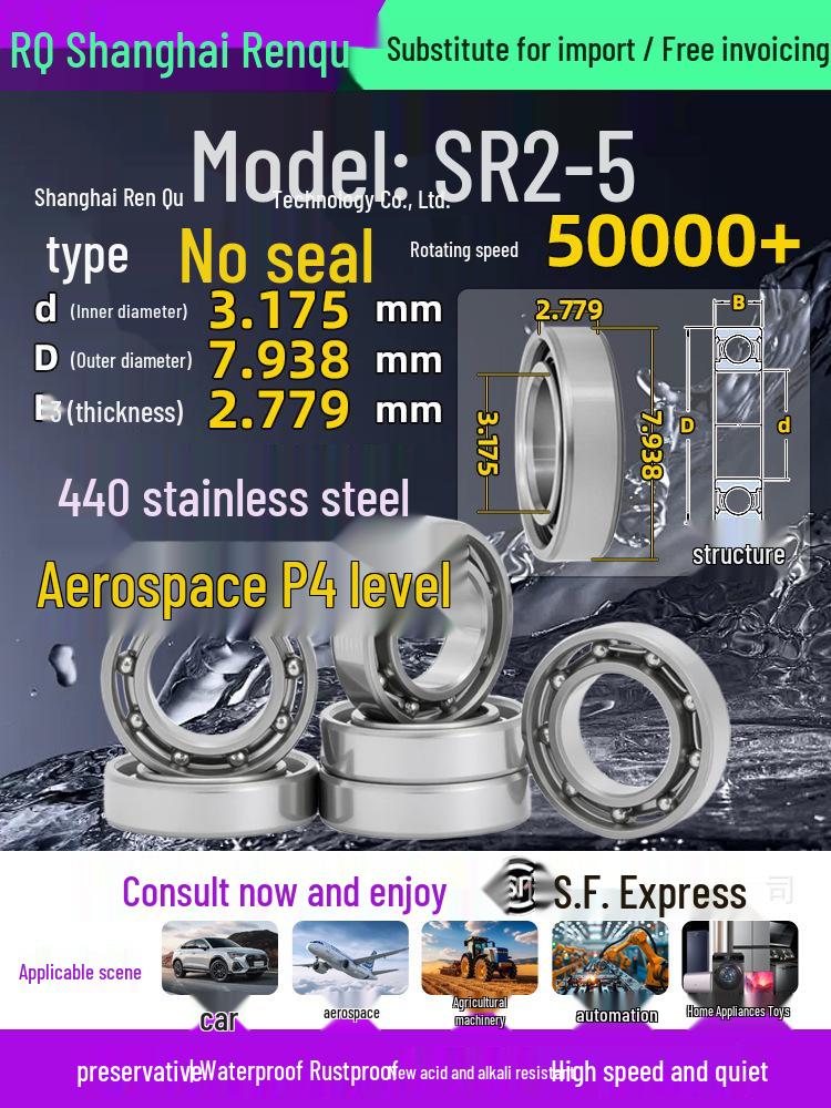 High-Speed Mini Micro Bearings Set: 440 Stainless Steel, 4 Models, 3 Bearings Each, Inner Diameter: 1, 2, 5, 6, 7, 8, 9, 10, 12mm