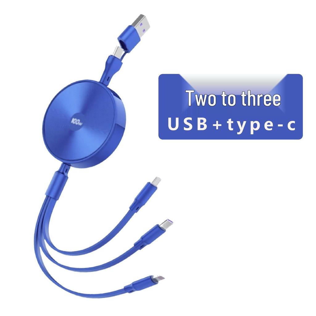 3-in-1 100W Fast Charging Cable, Compatible with Apple and Huawei, 6A Single Pull Design