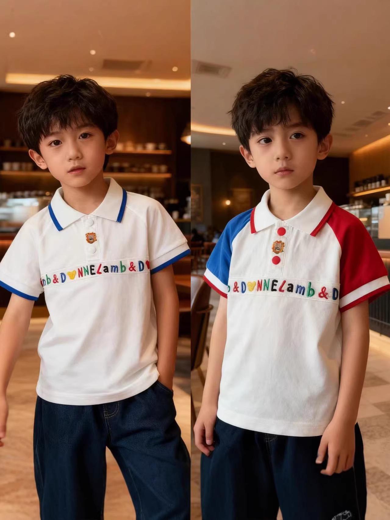 2026 Summer Cartoon Lapel Boys  Short-Sleeve T-Shirt 120cm