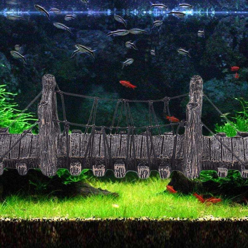 1PC Simulation Fish Tank Mountain Suspension Bridge Resin Small Rope Bridge Fish Tank Decoration