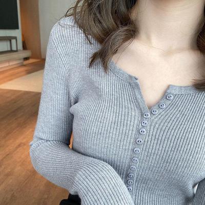 Collar Sweater, Women's Inner Layer Slim Fitting Base Shirt Autumn and Winter Slimming Knitted Sexy Top