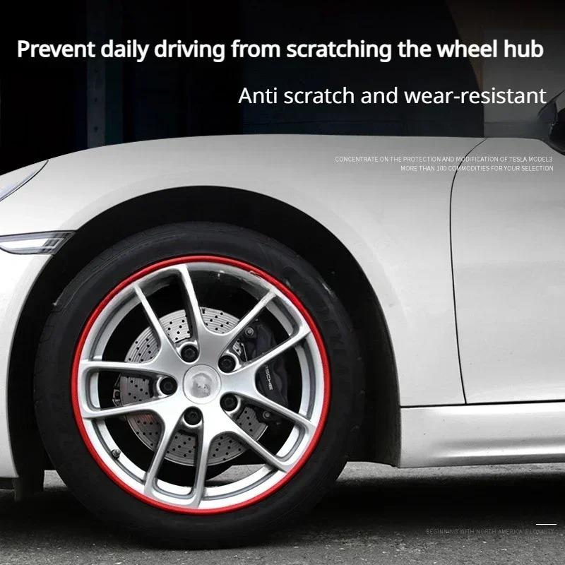 Universal Car 4pcs Vehicle Wheel Rims Edge Protector For Tesla Model 3 Y S X 2017-2026 Car Wheel Guard Rim Protecting Trim Ring