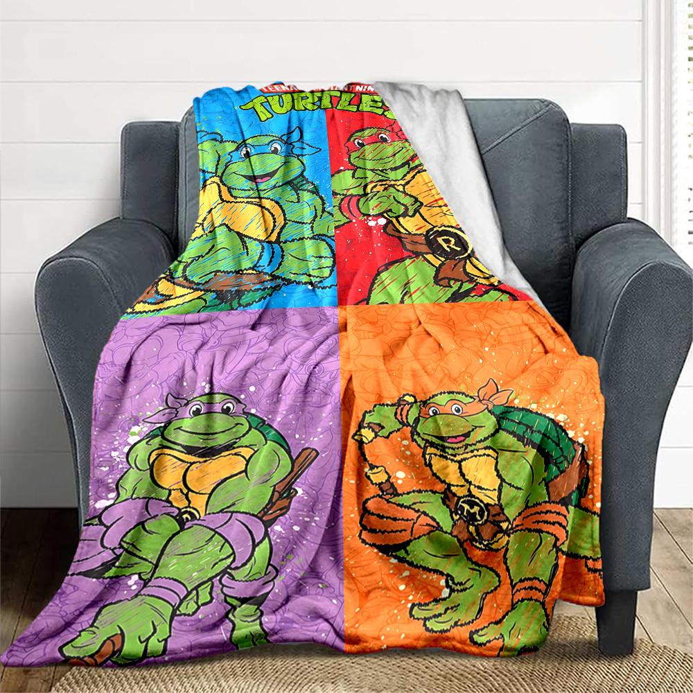 1pc Turtles TMNT Cozy Print Blanket Lightweight Warm Flannel Throw Blanket For Sofa, Bed, Living Room
