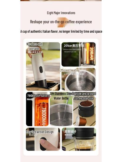 20-Bar High-Pressure Portable Italian Espresso Coffee Machine