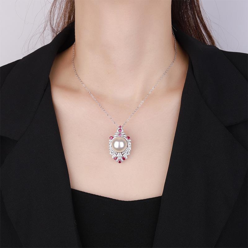 Jewelry Copper Bottom Plating Design Pearl Luxury Creative Pendant Necklace 16Mm