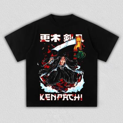 BLEACH Zaraki Kenpachi Anime Printing T-shirt Men's Clothing Women's 2026 Summer New High Quality Cotton Short-sleeved T