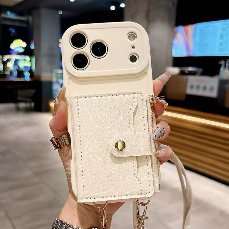 Leder-Crossbody-Hülle für iPhone 17 Pro Max mit 16 Kartenfächern und abnehmbarem Riemen