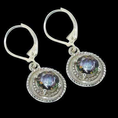 Boucles d'oreilles en argent sterling massif 925 avec topaze mystique naturelle 1,25" v0M01