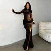 Cross-border Explosive Ins Style Sexy Mesh High Split Dress Europe and America 2026 Spring New Backless Hip Skirt