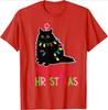 2025 Neuer Stil Niedlich Kawaii Meowy Weihnachten Xmas Lichter Schwarze Katze Schlafanzug Familie Lustig Damen T-Shirt Rundhals Y2k Kleidung