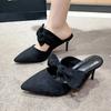 Fashion Thin Heel Single Shoes Spring New Pointed Head Shallow Mouth Butterfly Knot Anti-slip Wear-resistant High Heels