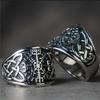 Norse Vikings Runes Celtic Knot Ring Vegvisir Symbol Compass Silver Ring Pagan Supernatural Talisman Jewelry