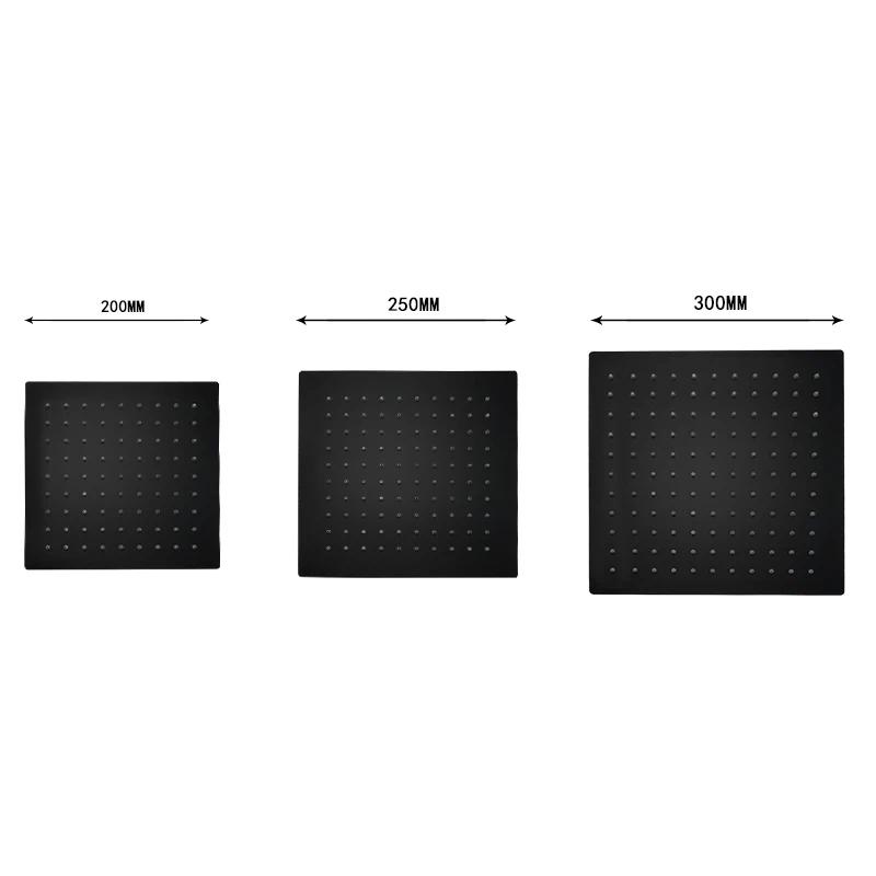 Black Chrome Brushed Gold Grey Square Rain Shower Head Ultrathin 8 10 12 Inch Choice Bathroom Wall Mount Shower Arm Top Spraying