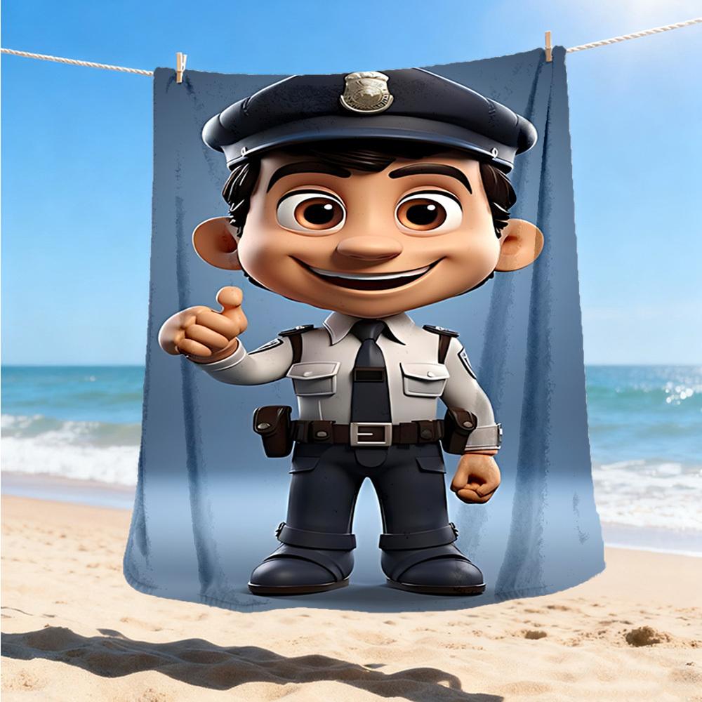 1 Stück Polizisten-Print Outdoor Flanelldecke, Maschinenwaschbar, Perfektes Geschenk zum Geburtstag, Reiseaccessoire für den Urlaub, Langlebiges Material