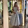 European and American Summer Fashion Gentle Printing Pattern Dress Elegant Temperament Versatile A Word Long Skirt