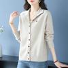 Puyuan Women's Pure Wool Lapel Knit Cardigan - Autumn/Winter Loose Fit Sweater Coat, Warm Slimming Style for Moms