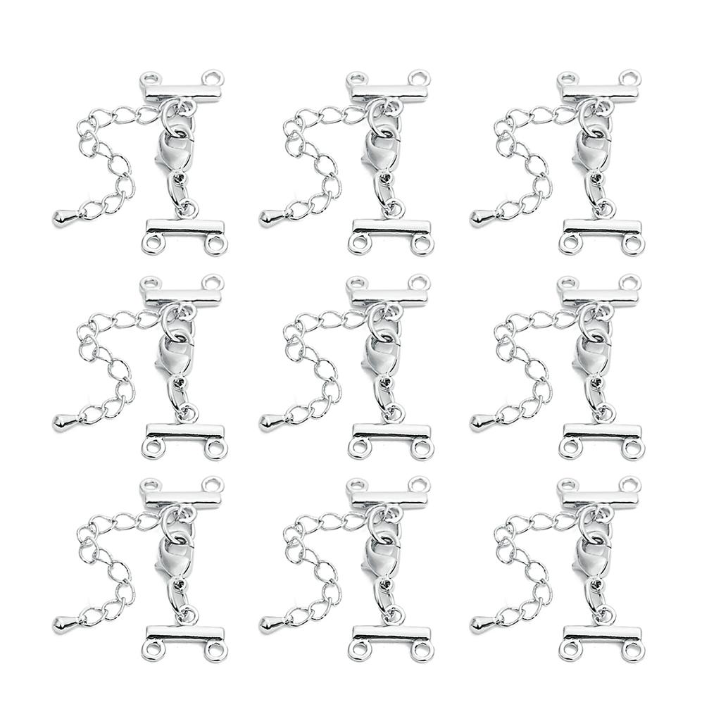 2sets Metal Lobster Clasps Extender Chain Copper Plated Multi Row Link Clasp Connectors For DIY Jewelry Making Necklace Bracelet