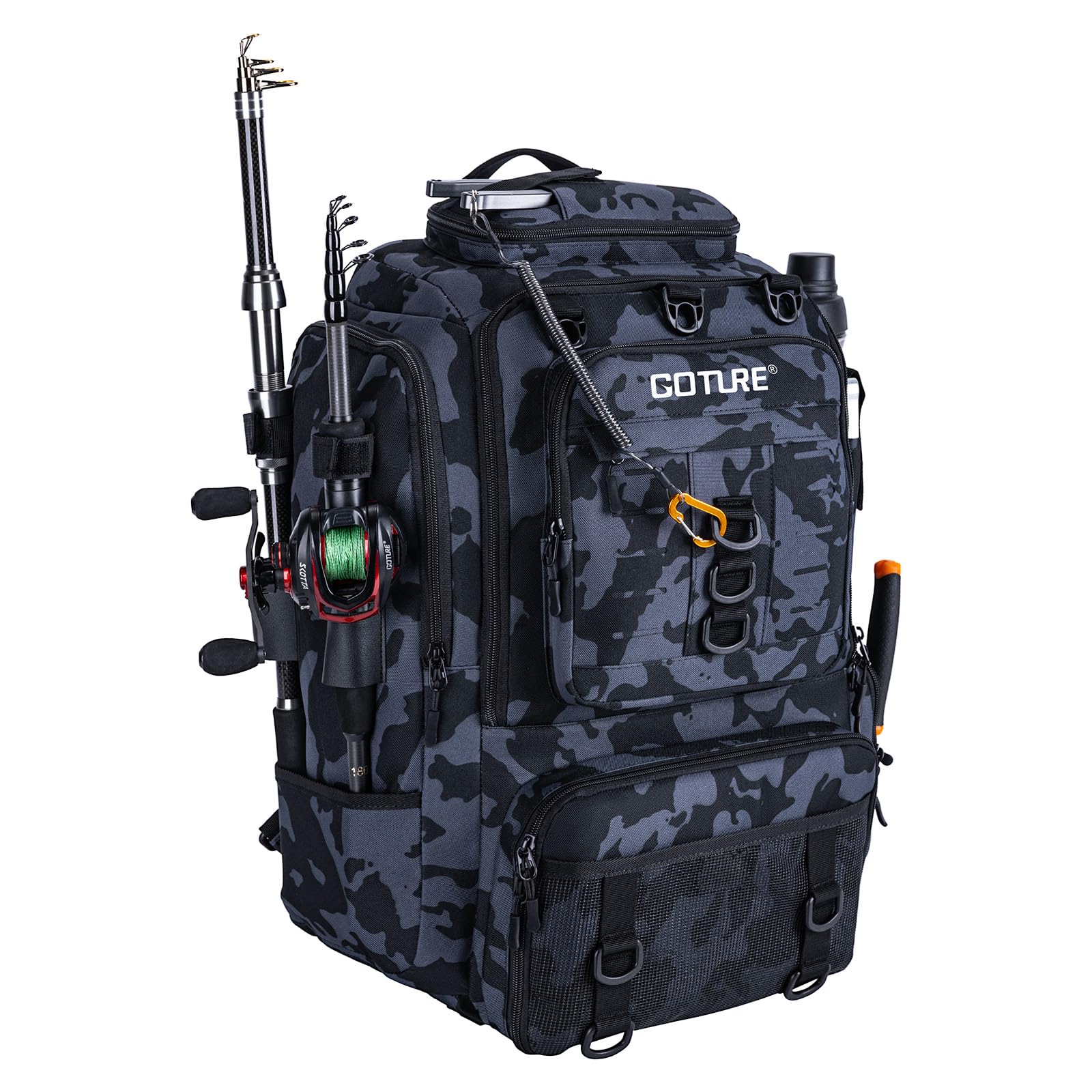 

Goture Fishing Рыболовные снасти 40 л Большой 900D Оксфорд SBS для рыболовных снастей Идеально подходит для ручья и улицы Камуфляжный рюкзак, сумка, вместимость,