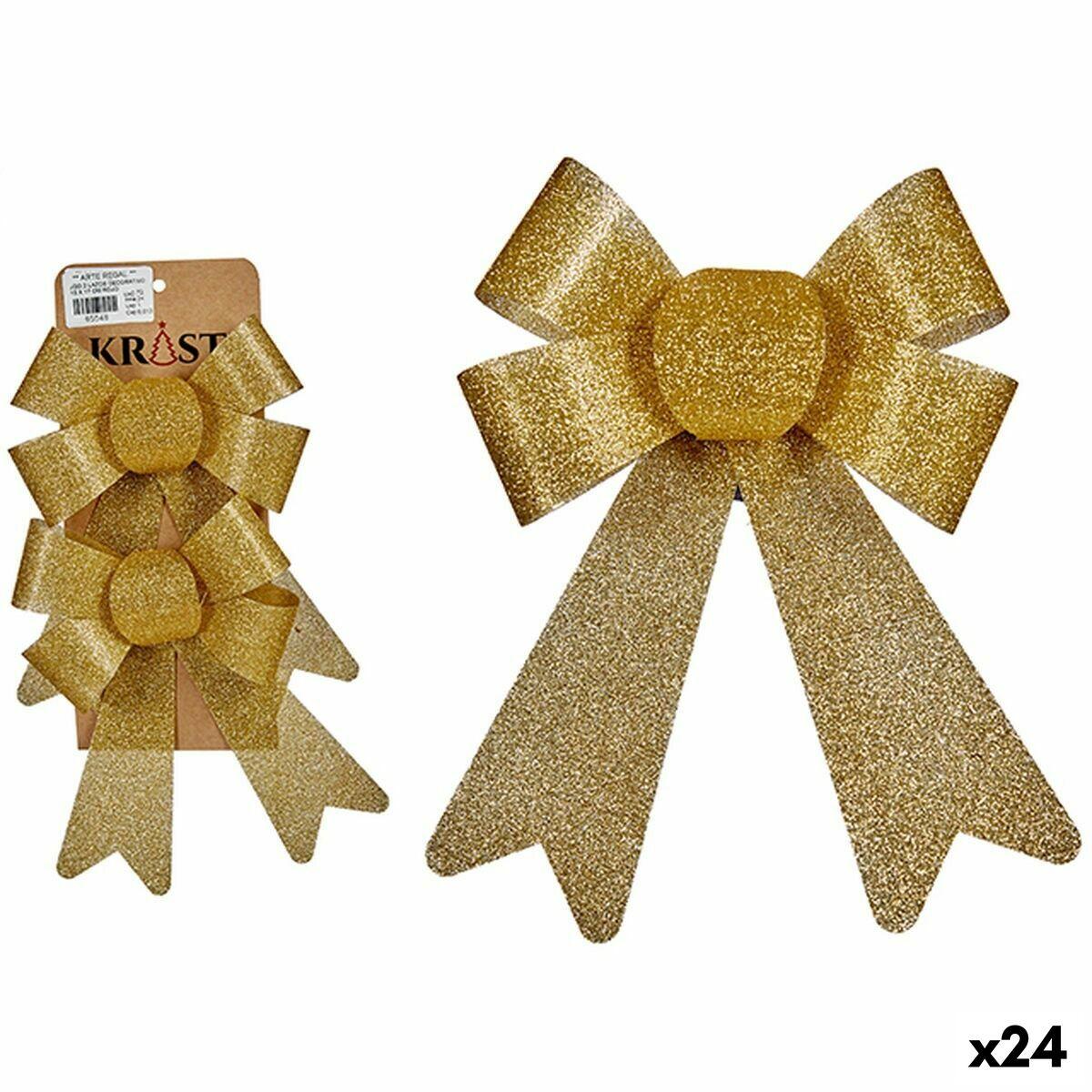 Set decorazioni natalizie Lasso Golden PVC 16 x 3 x 18 cm (24 unità)