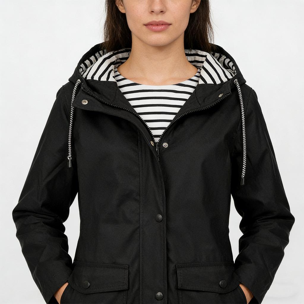 Women's Autumn and Winter Trench Coat Waterproof Women Rain Jacket Windproof Hooded Outdoor Plus Solid Raincoat