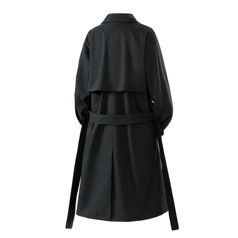 Abrigo de Trinchera de Longitud Media para Hombre Otoño Ropa de Calle para Hombre Cortavientos Gabardina para Hombre Chaquetas de Color Sólido Casual de Negocios Abrigo Largo Holgado