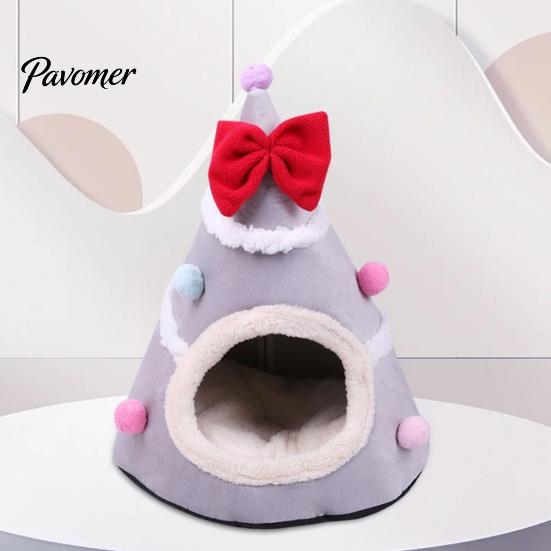 Washable Cat Bed for Small Pets Christmas Tree Bed, Plush Cave with Removable Cushion, Non-slip Cozy Winter Pet Bottom, House Indoor Cats Kittens