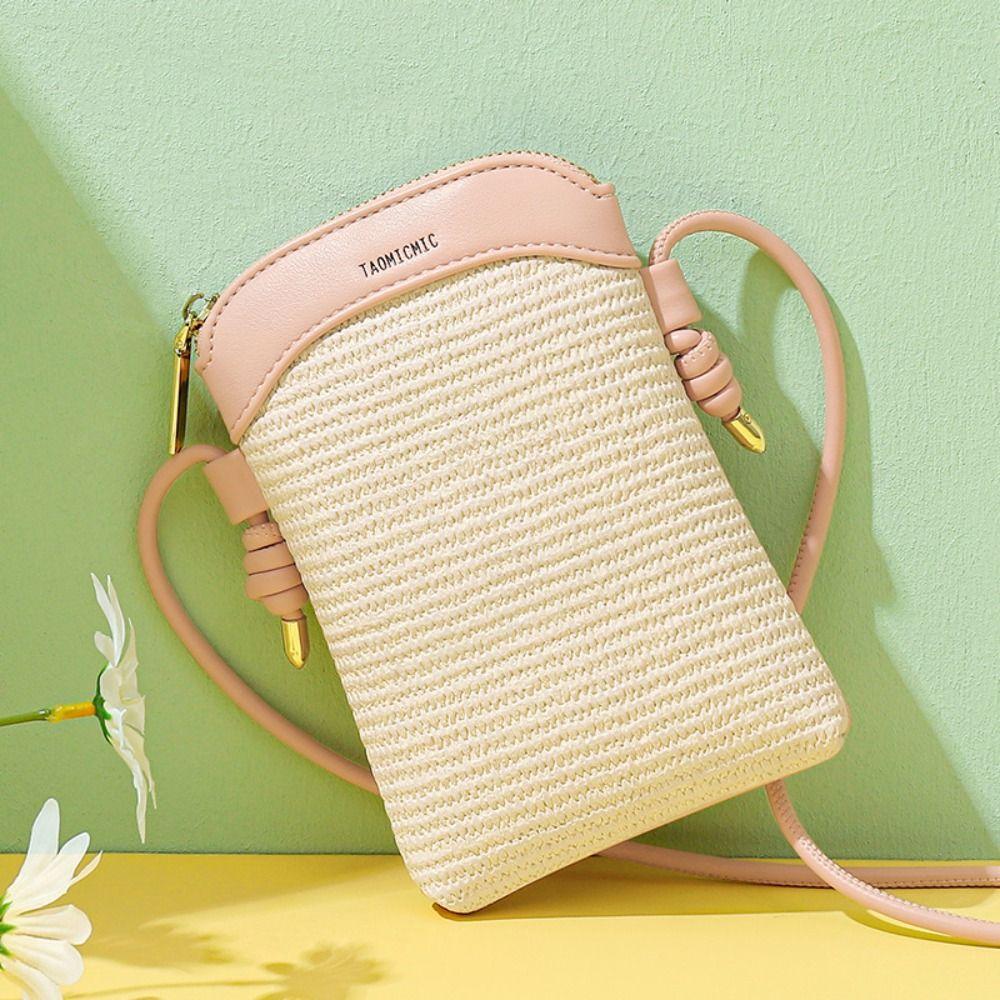 

Crossbody Bag Matching Mobile Phone Bag Square Vertical Mini Small Bag Spring and Summer бежевий