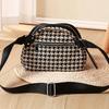 Borsa versatile in tela pied-de-poule per donna, tracolla regolabile, zip sicura, dettaglio ricamato, perfetta per viaggiare, uso quotidiano, borsa a petto