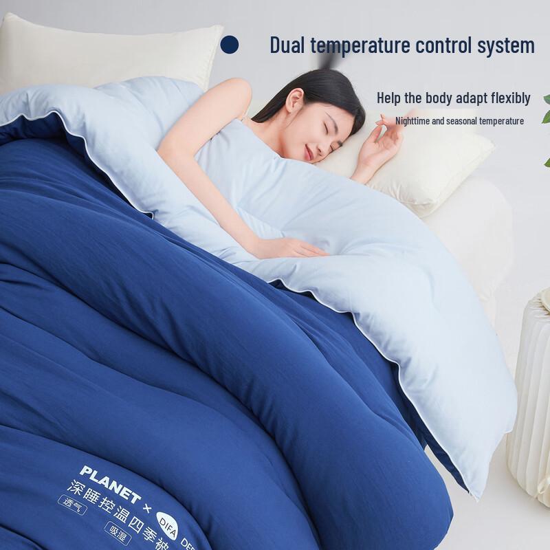 Mling All-Season Deep Sleep Blue Double-Layer Quilt