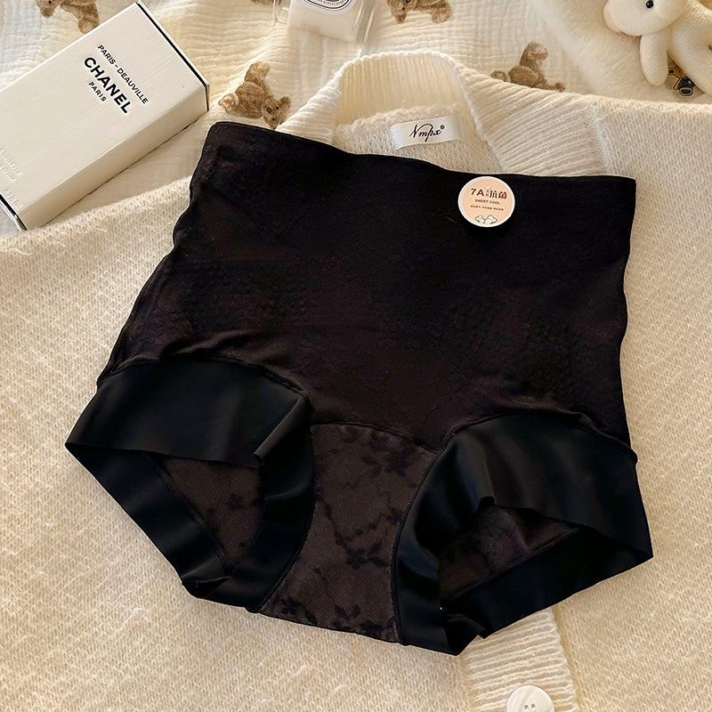 Women High Waist Lace Tummy Control Underwear 7A Antibacterial Slimming Panties