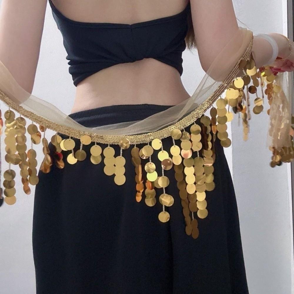 Long Tassel Belly Dance Belt Glitter Sequins Sequin Waist Chain Carnival Celebration