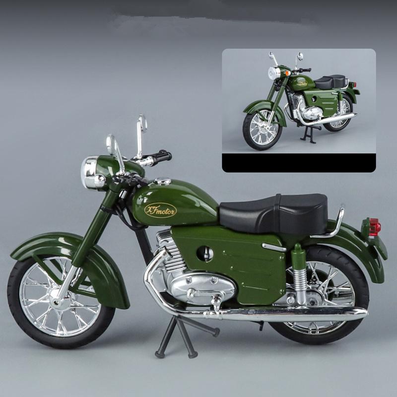 1/10 JAWA 250 Alloy Retro Motorcycle Model Diecast Metal Street Classic Motorcycle Model Simulation Sound and Light Kid Toy Gift