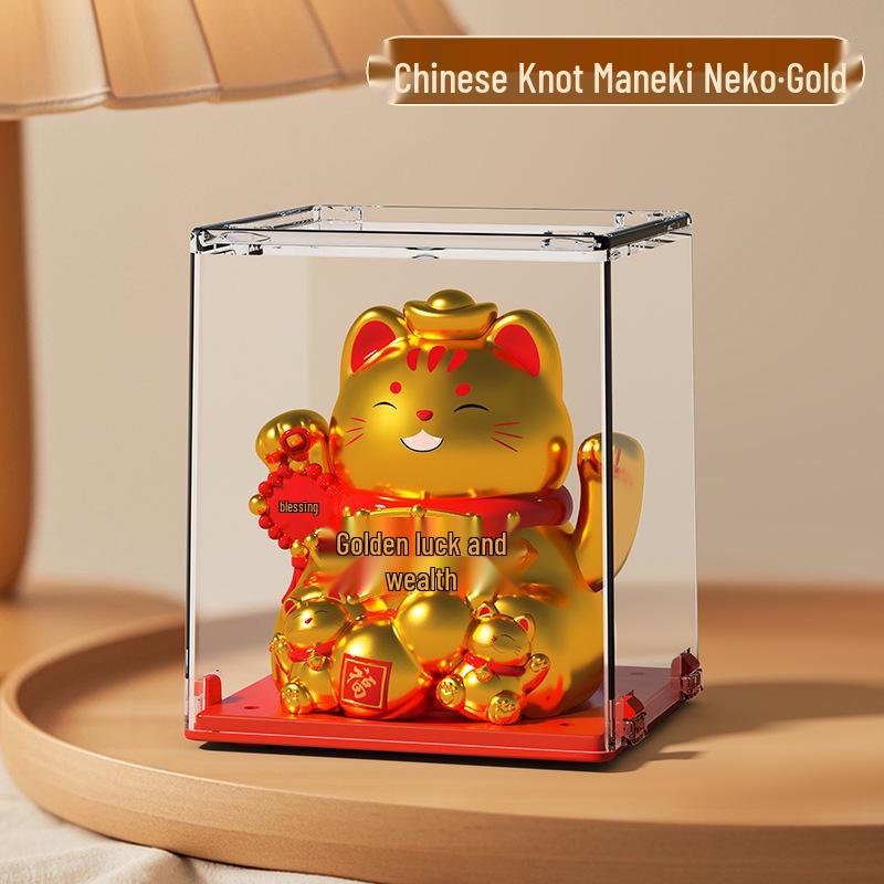 Solar Mini Waving Cat Model - Automatic Shaking Hand Ornament for Office, Desk, Car, or Gift