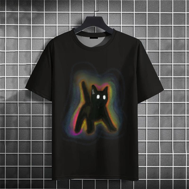Cartoon Animals Pattern T Shirt For Men Funny Quirky Cat 3D Printed T-Shirts Summer Oversized Short Sleeve Tees Round Neck Tops