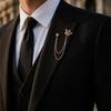 Crystal Decor Brooch Pin Tassel Chain Suit Collar Pin Casual Crown Brooch
