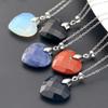 Valentine's Day Crystal Heart Pendant Necklace for Women, Natural Stone & Titanium Steel