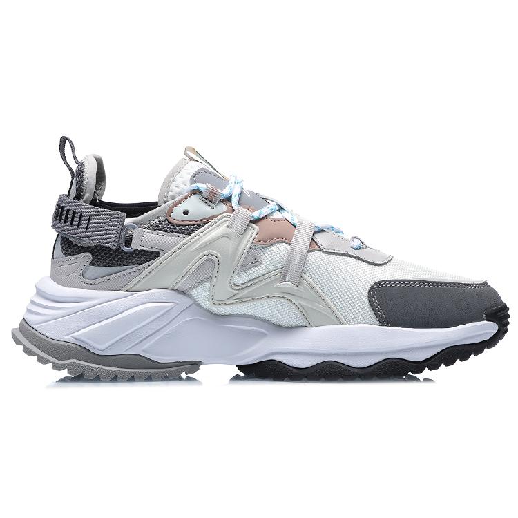 Li Ning Exceed Pole Slip Resistant Abrasion Resistant Low top Running Shoes Women's White Gray AGLQ126-3