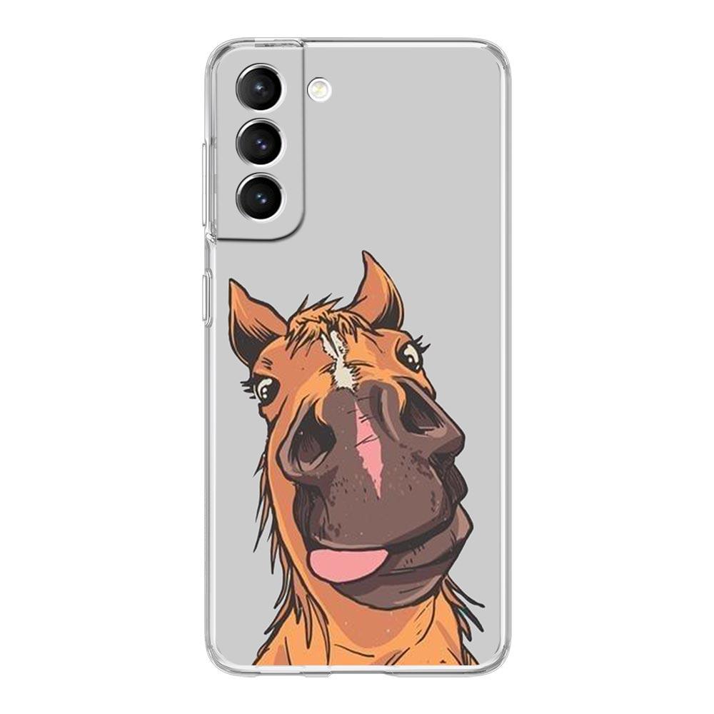 Animal Galloping Horse Girl Drawing Phone Case For Samsung Galaxy S24 S23 S22 S20 Ultra S21 FE 5G S10 S9 Plus S10E S8 Soft Cover