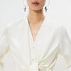 LESS 2025 Spring Mulberry Silk V-Neck Long Sleeve Shirt