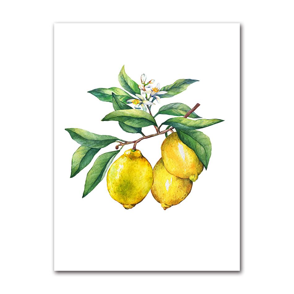 Lemon Print Chinoiserie Planter Bonsai Canvas Painting Zen Decor Oriental Art Blue White Willow Style Lemon Poster Kitchen Decor